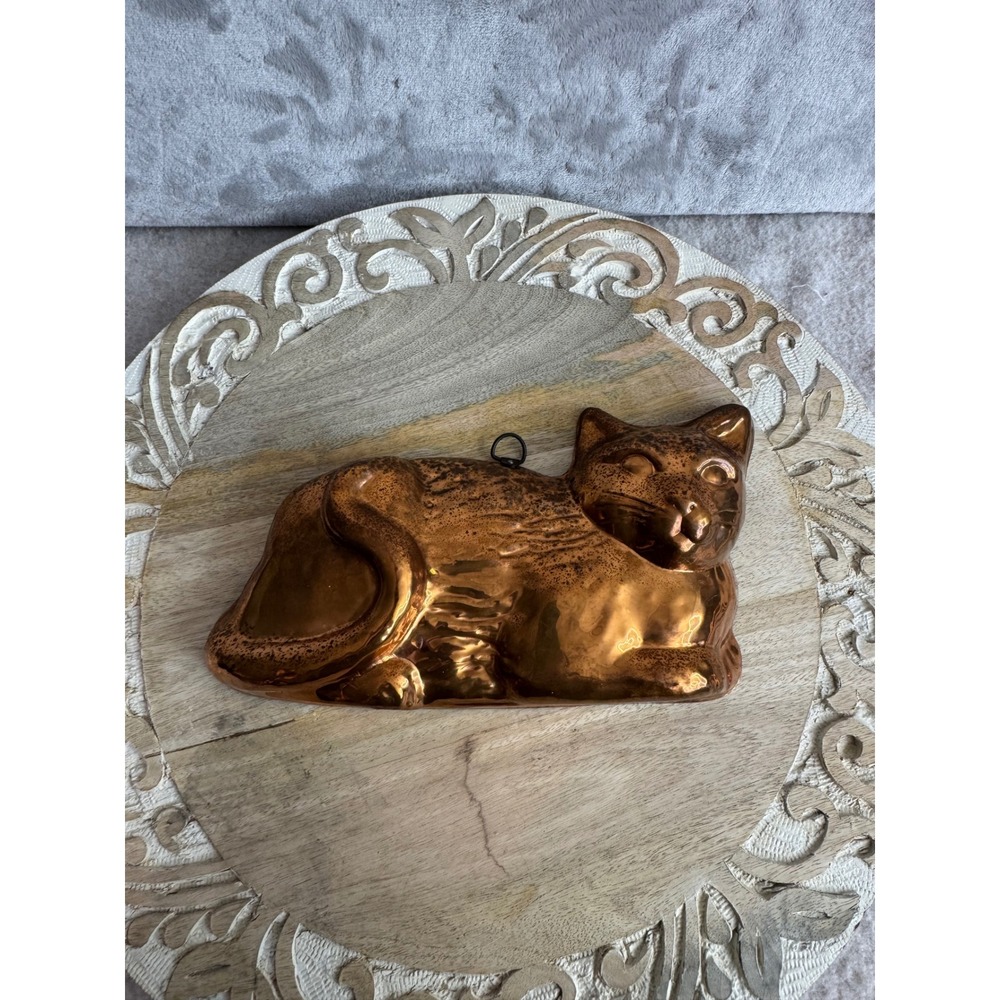 The Cook's Bazaar Vintage Copper Cat Cake Mold Wall Decor Made in Korea